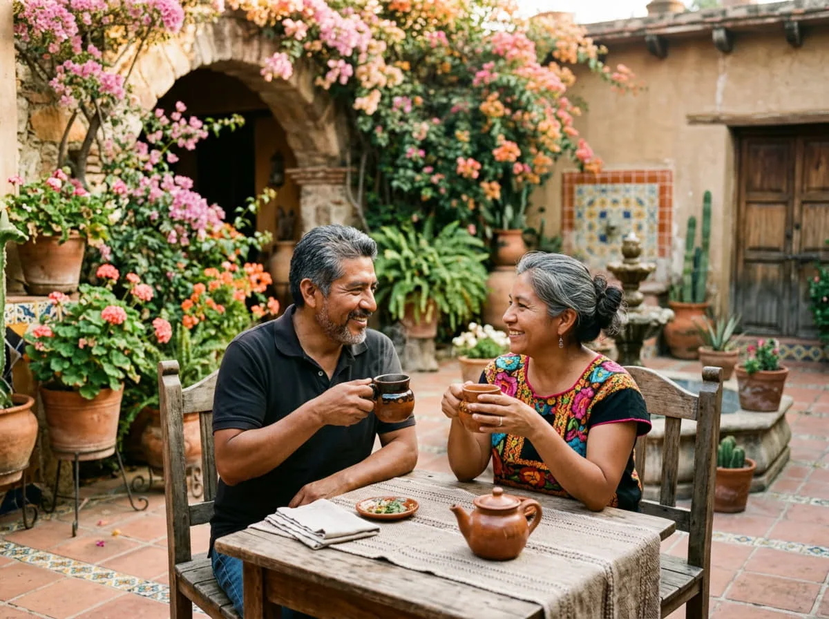 Persona adulta al aire libre, contexto de vida cotidiana
