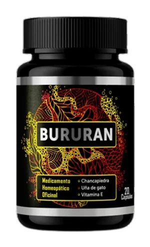 Envase de Bururan, 20 cápsulas por envase